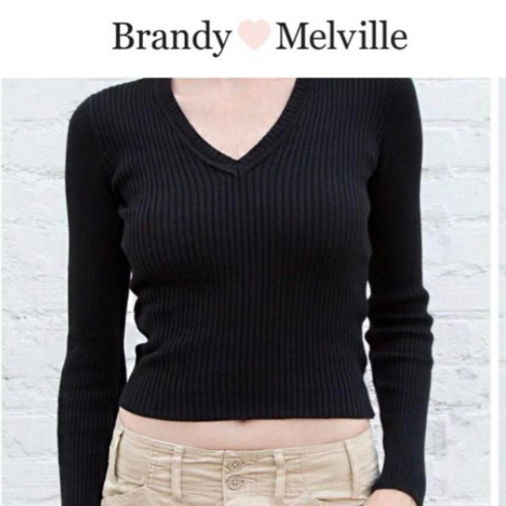 Brandy Melville V-Neck Long Sleeve Top